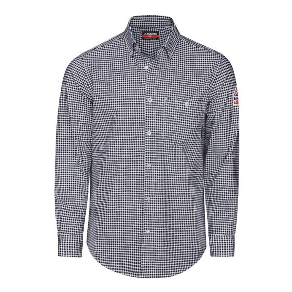 Bulwark FR Flex Knit Button Down Shirt in Navy Check